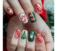 Uñas Artificiales Reutilizables Para La Temporada Navideña Materiales ABS No Tóxicos Pegatinas De Uñas Fácil De Aplicar Con Lima Reutilizable Festivo Para Presionar Las Uñas