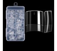 Uñas cortas a presión semiadhesivas para manicura, reutilizables, juego de extensiones de uñas postizas de 120/240 piezas, caja de puntas de uñas semicubiertas