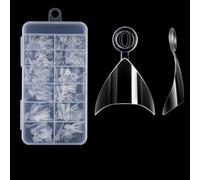 Uñas cortas a presión semiadhesivas para manicura, reutilizables, juego de extensiones de uñas postizas de 120/240 piezas, caja de puntas de uñas semicubiertas