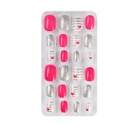 Uñas cortas cuadradas para niños y adultos, cubierta completa, arte de uñas postizas a presión para niñas, consejos de manicura, decoración de uñas, uñas postizas cortas y lindas