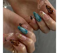 Uñas de almendras para imprimir uñas artificiales brillantes para pegar en las uñas en 15 tamaños, 30 piezas uñas francesas consejos para bricolaje decoración de uñas