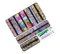 Uñas de cristal con parte trasera plana de múltiples formas con herramientas esenciales de aplicación para principiantes y expertos, cuentas de uñas de múltiples formas