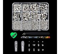 Uñas de forma irregular con parte trasera plana, bola de resina de 12 rejillas para mejorar las uñas de salón, patrones geométricos únicos, diamantes moldeados irregulares