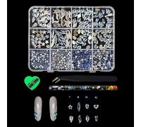 Uñas de forma irregular con parte trasera plana, bola de resina de 12 rejillas para mejorar las uñas de salón, patrones geométricos únicos, diamantes moldeados irregulares