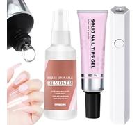 Uñas De Gel Con Pegamento Sólido: Kit De Unión Fuerte, Constructor De Puntas Acrílicas Falsas Duraderas, Esmalte De Calidad De Salón Profesional Experto, Incluye Spray Removedor De Lámpara De Curado U