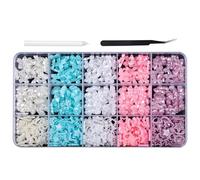 Uñas de lazo 3D con lazo para decoración artística de flores con parte trasera plana, suministros de decoración para salones de belleza