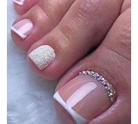 Uñas de los pies con pegamento de gelatina, uñas artificiales cuadradas para arte de uñas