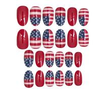 Uñas falsas, 24 x uñas cortas, 4,72 x 2,76 x 0,47 pulgadas Comfort Fit Beauty Accessories, Women's Manicure Fingernails for 4th of July Dating, Gatherings, and Theatrical Performances