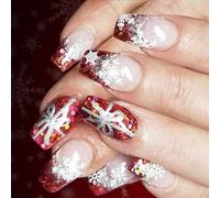 Uñas Falsas Con Temas De Navidad 24 Piezas ABS Construyendo Un Diseño Punta Punta Chillidos Rojos Frances