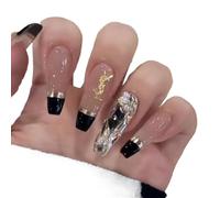 Uñas for mejorar el temperamento, Spice Girls europeas y americanas, espejo mágico explosivo francés negro, productos for uñas personalizados a mano en otoño e invierno, parche for uñas postizas (paqu
