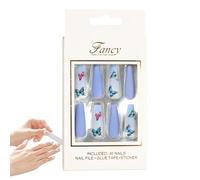 Uñas Francesas De Prensa Larga - Uñas En De Ballet Ultra Larga, Juego De Uñas Acrílicas Con Pegamento En Gel | Uñas Artificiales Reutilizables, Elegante Diseño Francés, Juego De Uñas De Pegament