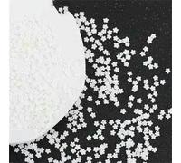 Uñas luminosas con purpurina neón y lentejuelas, mezcla de estrellas, corazones y flores, lentejuelas fluorescentes en escamas que brillan en la manicura artística, decoración - flor de arcilla blan