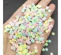 Uñas luminosas con purpurina neón y lentejuelas, mezcla de estrellas, corazones y flores, lentejuelas fluorescentes en escamas que brillan en la manicura artística, mezcla de flores de arcilla, 50 g