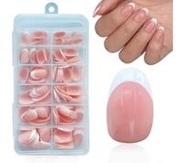 UñAs Pegajosas -168 UñAs Puntiagudas, ElíPticas Cortas, UñAs Falsas Francesas Pegadas A Las UñAs De Las Mujeres Arte De Las UñAs, UñAs Falsas Francesas Cortas, Gel Blando De Color Desnudo