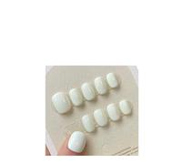 Uñas Postizas 10 piezas hechas a mano prensa en uñas círculo corto diseño blanco puro falso(White-M)