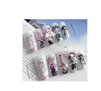 Uñas Postizas 10 Uds. De uñas hechas a mano, hermosas falsas, lindo arte de sirvienta Anime, patrón Loli, adecuado for uso mujeres(Color-1-L)