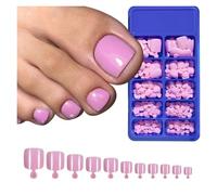 Uñas Postizas 100PC Red Color Press on Toenails Full Cover Soild/Clear/White Short Square Fake Toes Nails False Nail Tips for Women Feet Decor(Color4)