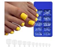 Uñas Postizas 100PC Red Color Press on Toenails Full Cover Soild/Clear/White Short Square Fake Toes Nails False Nail Tips for Women Feet Decor(Color5)