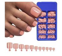 Uñas Postizas 100PC Red Color Press on Toenails Full Cover Soild/Clear/White Short Square Fake Toes Nails False Nail Tips for Women Feet Decor(Color2)