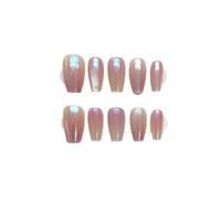 Uñas Postizas 10Pcs Handmade Press On Nails French coffin Cat Eye Fake Nails with Diamond Full Cover Wearable Artificial Nail Tip(5-M)