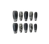 Uñas Postizas 10Pcs Handmade Press On Nails French coffin Cat Eye Fake Nails with Diamond Full Cover Wearable Artificial Nail Tip(3-XS)