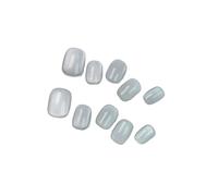 Uñas Postizas 10Pcs Short Handmade Light Green Press On Nails Cat Eyes Pure Ballerina Decoration Wearable False Nails Full Cover Nail Tips Art(13-M)