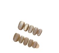 Uñas Postizas 10Pcs Short Handmade Light Green Press On Nails Cat Eyes Pure Ballerina Decoration Wearable False Nails Full Cover Nail Tips Art(5-XS)