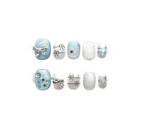 Uñas Postizas 10Pcs Short Handmade Light Green Press On Nails Cat Eyes Pure Ballerina Decoration Wearable False Nails Full Cover Nail Tips Art(12-XS)