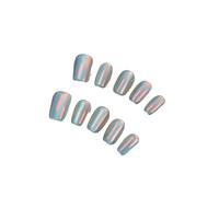 Uñas Postizas 10Pcs Short Handmade Light Green Press On Nails Cat Eyes Pure Ballerina Decoration Wearable False Nails Full Cover Nail Tips Art(6-XS)
