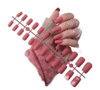 Uñas Postizas 1PCS DIY Matte False Nails Square Head Frosted Press on Nail Tips Full Cover Artificial Fingernails Ballet Detachable No Glue(Color15)