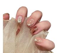 UñAs Postizas 24 piezas de uñas postizas almendra roja con diseño mariposa, cobertura completa, simples for usar a presión(16)