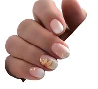 UñAs Postizas 24 piezas de uñas postizas almendra roja con diseño mariposa, cobertura completa, simples for usar a presión(7)