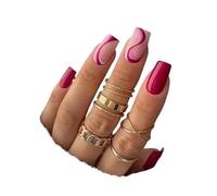 UñAs Postizas 24 piezas de uñas postizas cuadradas con diseño corazón amor y arcoíris degradado for manicura, cobertura completa, puntas desmontables, a presión(JP2263)