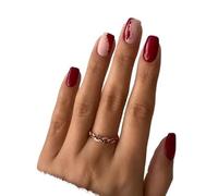 UñAs Postizas 24 piezas de uñas postizas cuadradas con diseño corazón amor y arcoíris degradado for manicura, cobertura completa, puntas desmontables, a presión(XY-24-22)