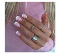 Uñas Postizas 24 uñas postizas blancas degradadas, cortas, cuadradas, estilo ballet, sencillas, a presión, for uso diario, nude, manicura de cobertura completa(Color52)