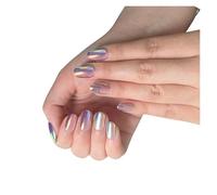 Uñas Postizas 24pcs detachable cat eyes red wine false nails with glue full cover ballet square almond shiny press on fake nails tips(Color17)