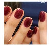 Uñas Postizas 24pcs detachable cat eyes red wine false nails with glue full cover ballet square almond shiny press on fake nails tips(Color-54)