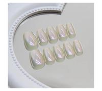 Uñas Postizas 24pcs detachable cat eyes red wine false nails with glue full cover ballet square almond shiny press on fake nails tips(Color61)