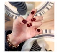 Uñas Postizas 24pcs detachable cat eyes red wine false nails with glue full cover ballet square almond shiny press on fake nails tips(Color26)