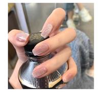 Uñas Postizas 24pcs detachable cat eyes red wine false nails with glue full cover ballet square almond shiny press on fake nails tips(Color20)