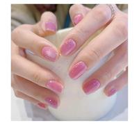 Uñas Postizas 24pcs detachable cat eyes red wine false nails with glue full cover ballet square almond shiny press on fake nails tips(Color-1)