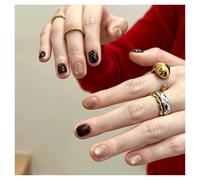 Uñas Postizas 24pcs detachable cat eyes red wine false nails with glue full cover ballet square almond shiny press on fake nails tips(Color-51)