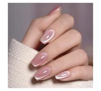 Uñas Postizas 24pcs detachable cat eyes red wine false nails with glue full cover ballet square almond shiny press on fake nails tips(Color19)