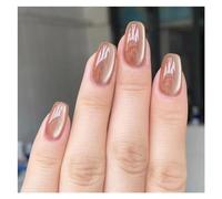 Uñas Postizas 24pcs detachable cat eyes red wine false nails with glue full cover ballet square almond shiny press on fake nails tips(Color41)