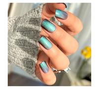 Uñas Postizas 24pcs detachable cat eyes red wine false nails with glue full cover ballet square almond shiny press on fake nails tips(Color37)