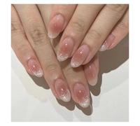 Uñas Postizas 24pcs detachable cat eyes red wine false nails with glue full cover ballet square almond shiny press on fake nails tips(Color-53)