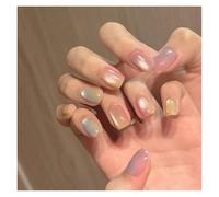 Uñas Postizas 24pcs detachable cat eyes red wine false nails with glue full cover ballet square almond shiny press on fake nails tips(Color-59)