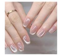 Uñas Postizas 24pcs detachable cat eyes red wine false nails with glue full cover ballet square almond shiny press on fake nails tips(Color30)