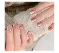 Uñas Postizas 24pcs detachable cat eyes red wine false nails with glue full cover ballet square almond shiny press on fake nails tips(Color-6)