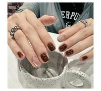 Uñas Postizas 24pcs detachable cat eyes red wine false nails with glue full cover ballet square almond shiny press on fake nails tips(Color45)